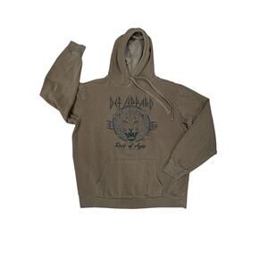 Def Leppard 1983 Rock of Ages Men’s Size Small Brown Pullover Hoodie Rock Band